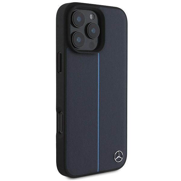 Mercedes case for iPhone 16 Pro Max 6,9" MEHMP16X23RURBV Hardcase MB Blue Line Leather MagSafe navy blue