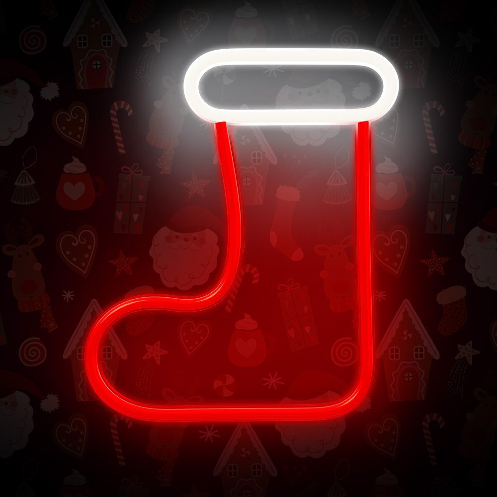 Neon LED CHRISTMAS SOCK white red FLNE23 Forever Light