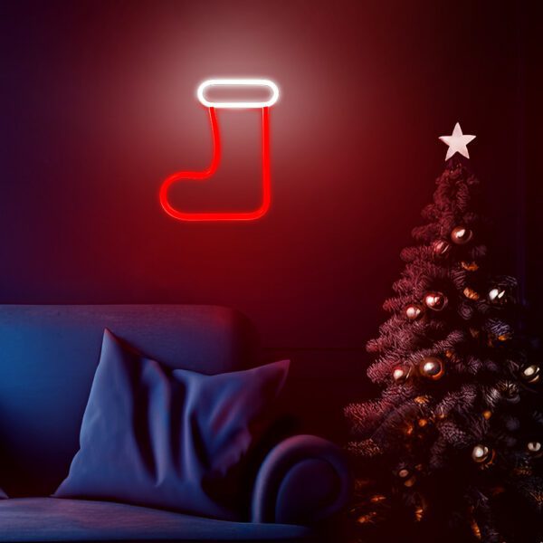 Neon LED CHRISTMAS SOCK white red FLNE23 Forever Light