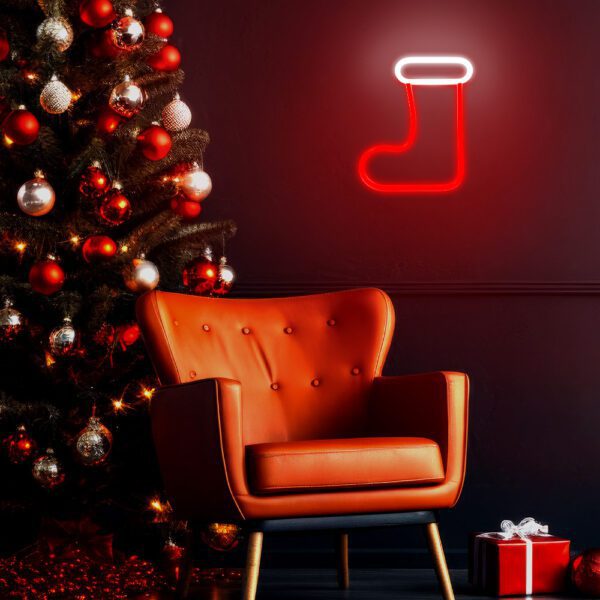 Neon LED CHRISTMAS SOCK white red FLNE23 Forever Light