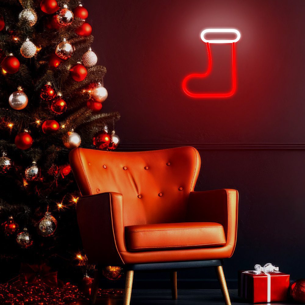 Neon LED CHRISTMAS SOCK white red FLNE23 Forever Light