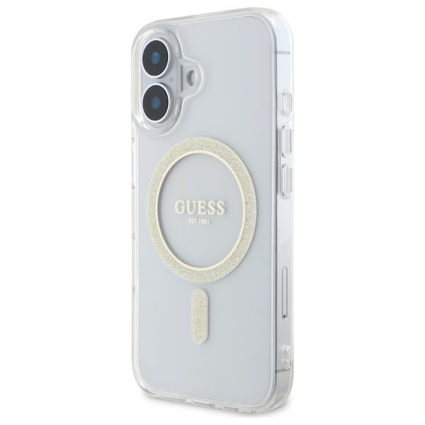Guess HC MagSafe IML Glitter Circle case for iPhone 16 Plus 6,7" transparent