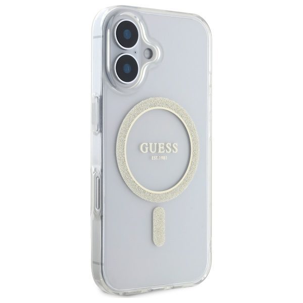 Guess HC MagSafe IML Glitter Circle case for iPhone 16 Plus 6,7" transparent