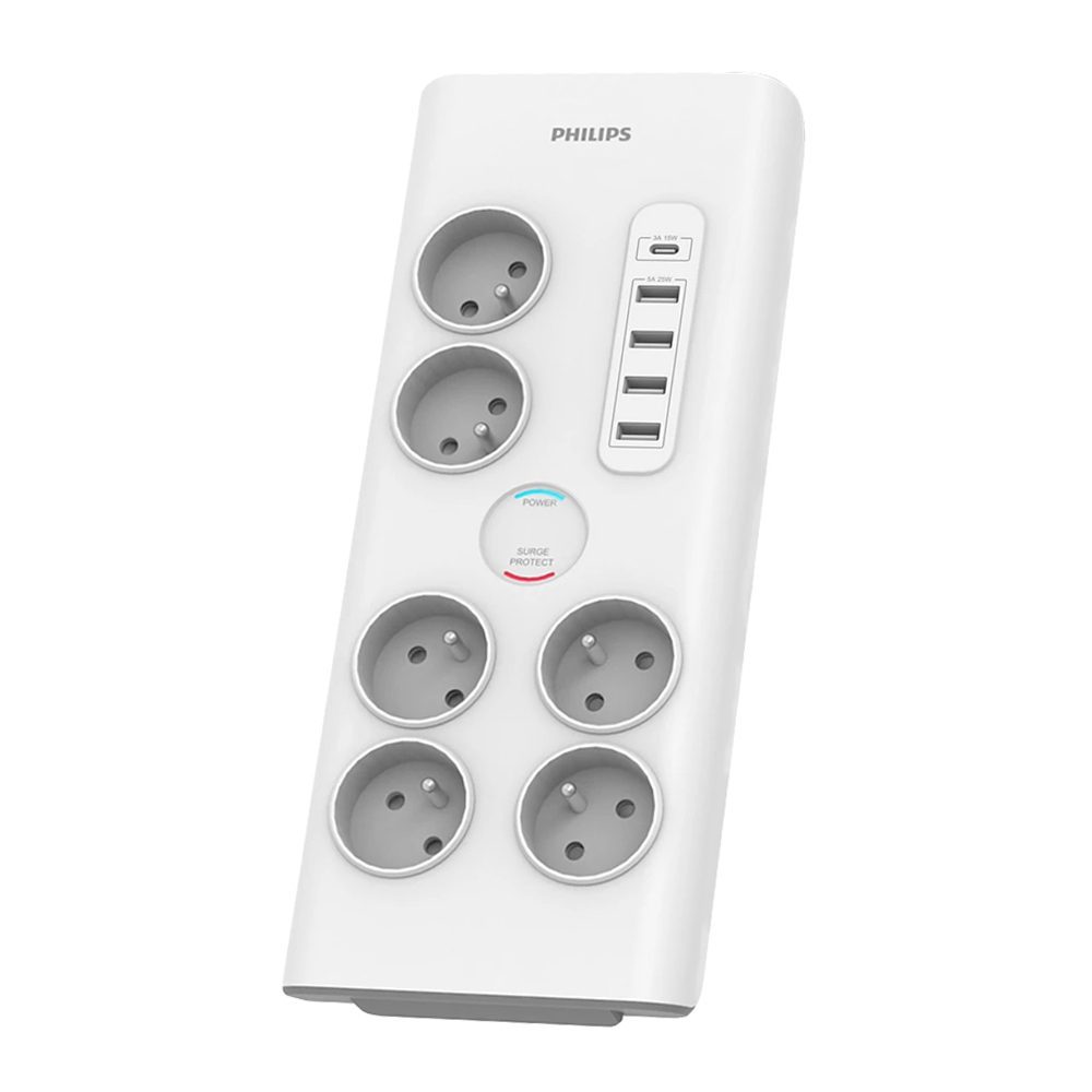 424004_oryg Anti-surge power strip PHILIPS extension cord 6 sockets + 6xUSB-A + 1xUSB-C 2m 16A white