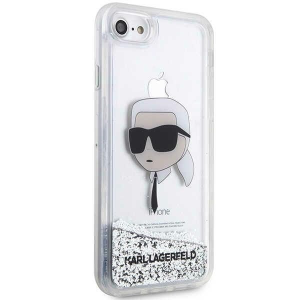 Karl Lagerfeld case for iPhone 7 / 8 / SE KLHCI8LNKHCH silver HC Liquid Glitter NFT Karl's Head