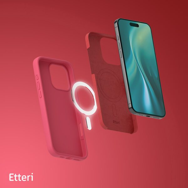 Etteri Silicone Mag case for iPhone 16 Pro 6,3" raspberry