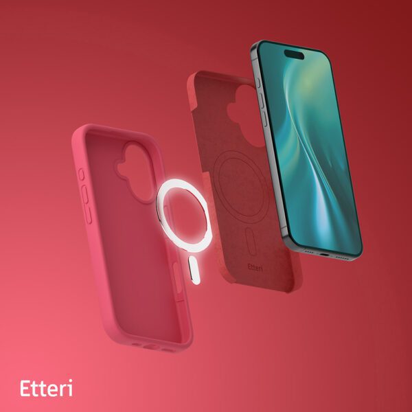 Etteri Silicone Mag case for iPhone 16 6,1" raspberry