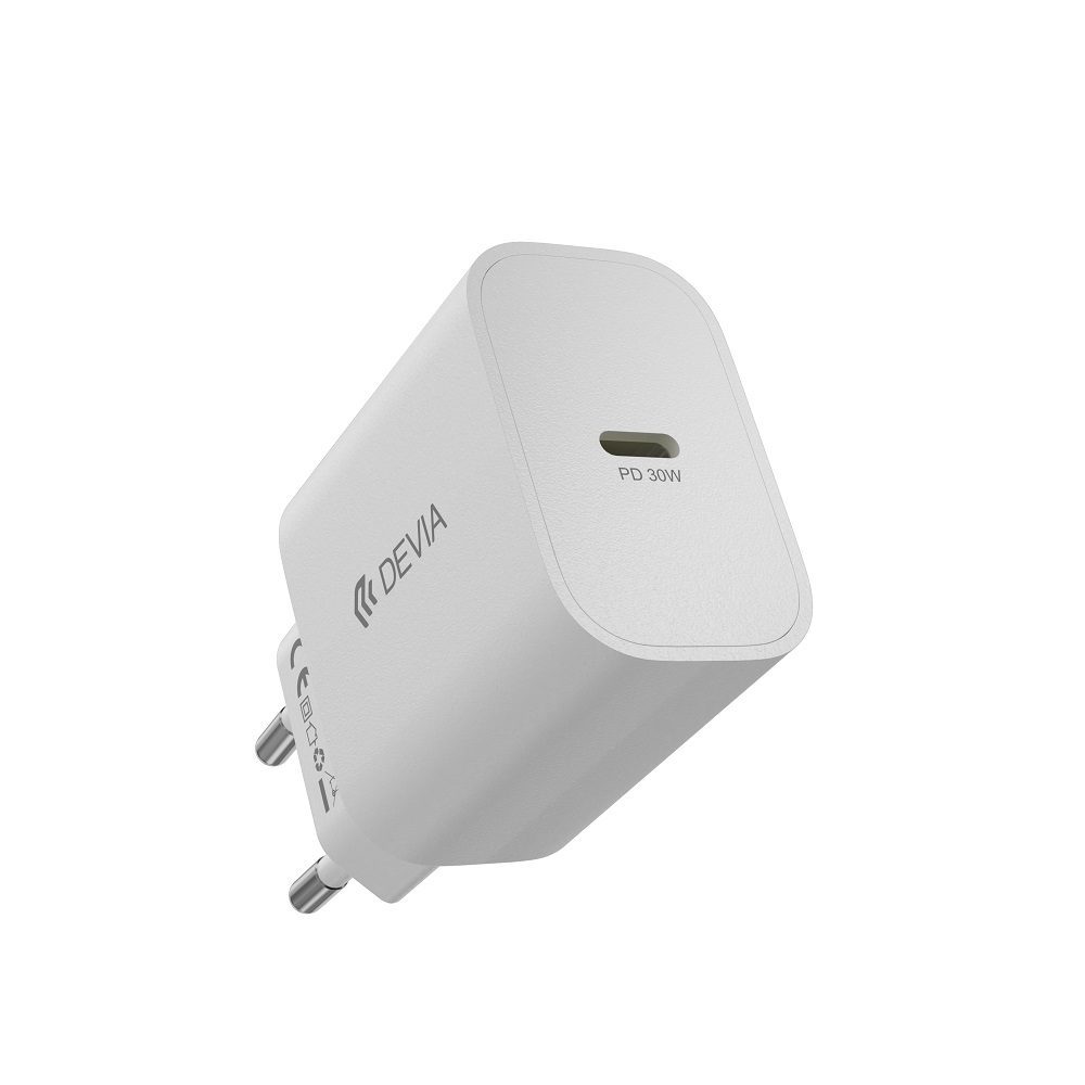 427032_oryg Devia wall charger Smart PD GaN 30W 1x USB-C white + cable USB-C - Lightning