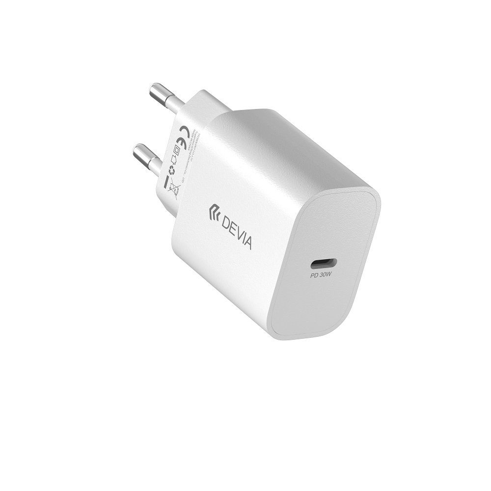 427033_oryg Devia wall charger Smart PD GaN 30W 1x USB-C white + cable USB-C - Lightning
