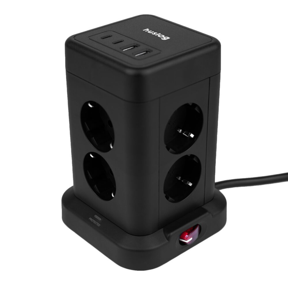 Huslog Vertical Extension Cord with USB