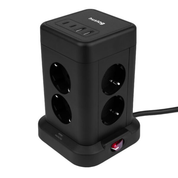 Huslog Vertical Extension Cord with USB