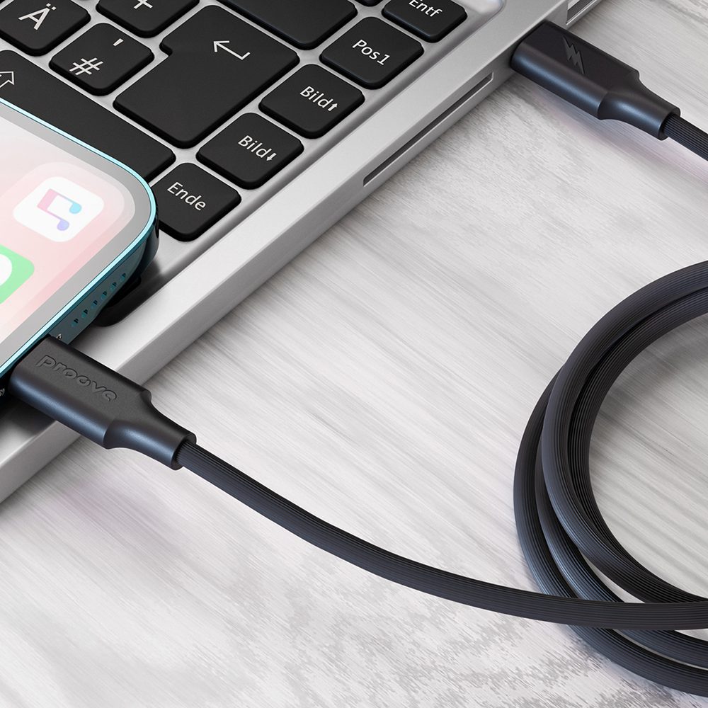 Proove cable Striped Silicone USB-C - Lightning 1m 3A black