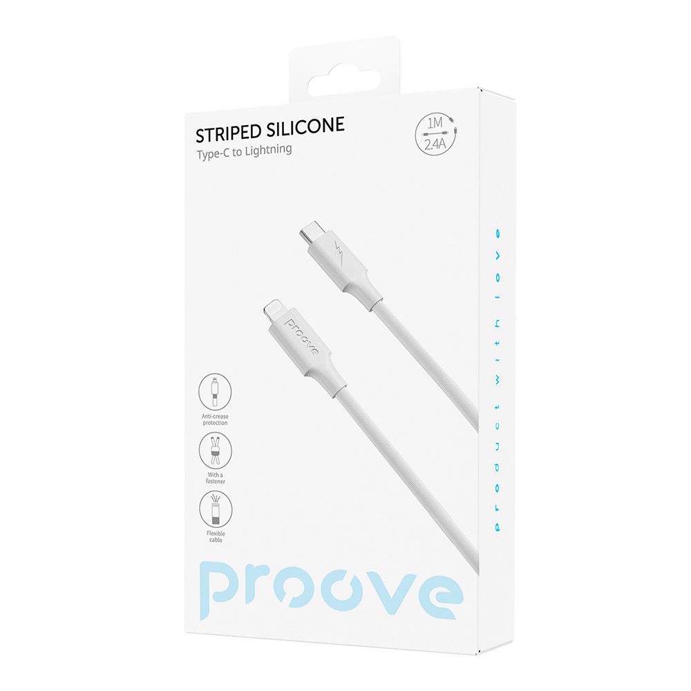 Proove cable Striped Silicone USB-C - Lightning 1m 3A white