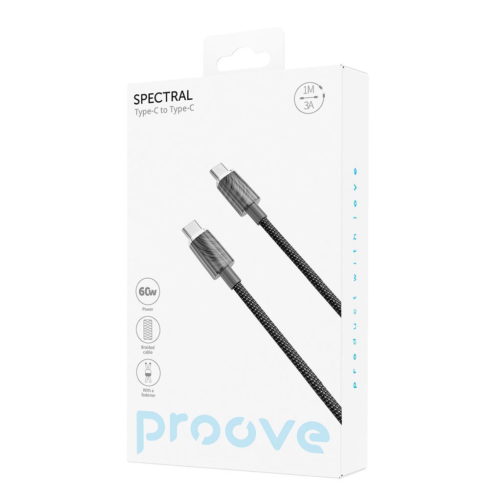 Proove cable Spectral USB-C - USB-C 1m 3A gray