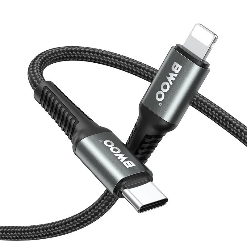 BWOO Braided Cable USB-C - Lightning 3m 30W black