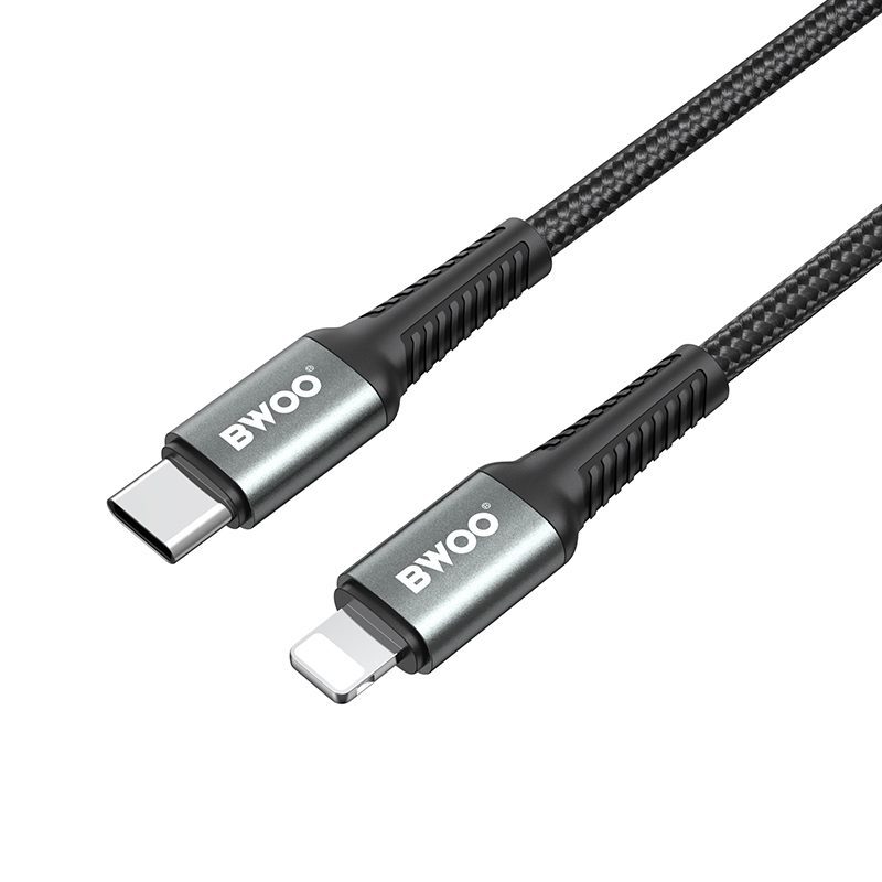 BWOO Braided Cable USB-C - Lightning 3m 30W black