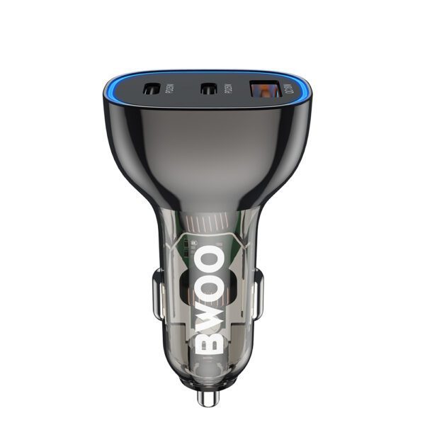 BWOO PD car charger 2x USB-C port + USB-A 68W black