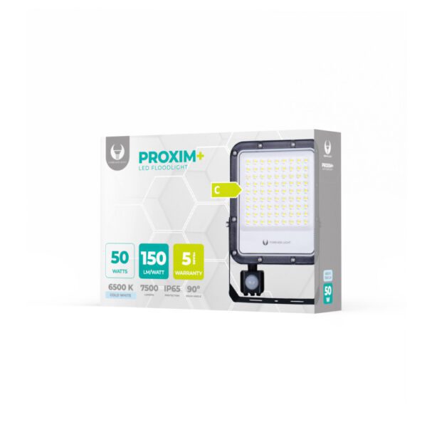 Floodlight LED PROXIM+ 50W 6500K 7500lm PIR 230V IP65 Forever Light 150lm/W 5 years warranty
