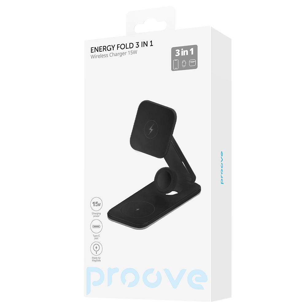 Proove wireless charger Energy Fold 3 in 1 black