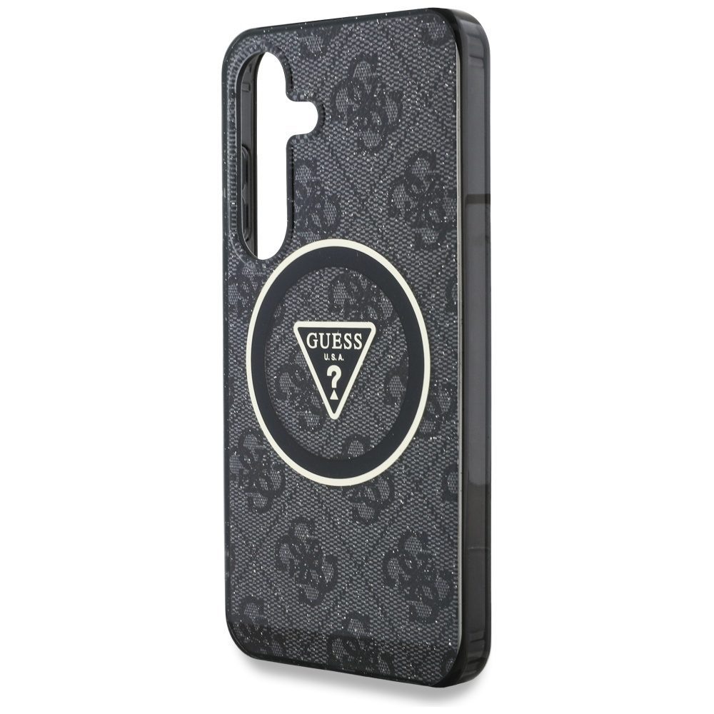 Guess HC Magnetic IML Metal Glitter 4G Circle Triangle case for Samsung Galaxy S25 black
