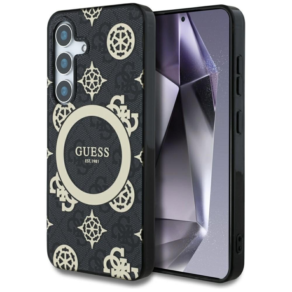 Guess HC Magnetic IML Peony on 4G Background case for Samsung Galaxy S25 black