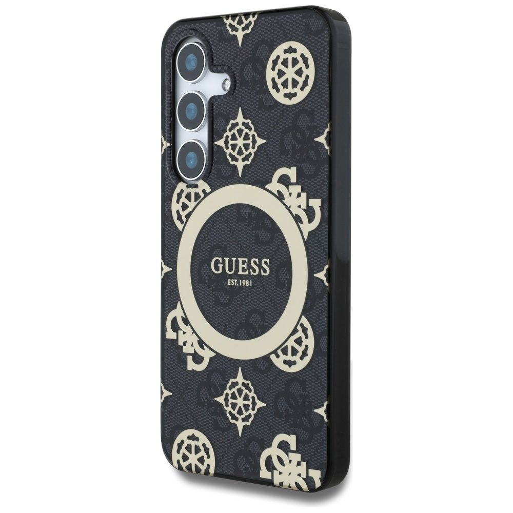 Guess HC Magnetic IML Peony on 4G Background case for Samsung Galaxy S25 black