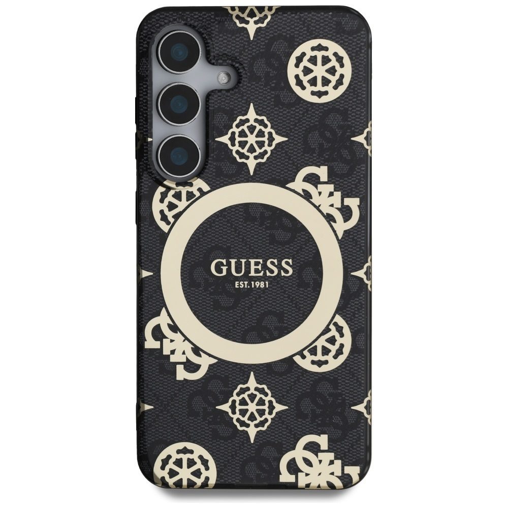 Guess HC Magnetic IML Peony on 4G Background case for Samsung Galaxy S25 black