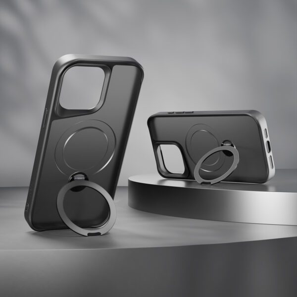 438747_oryg Etteri Matt Mag Ring case for iPhone 15 Pro 6,1" black