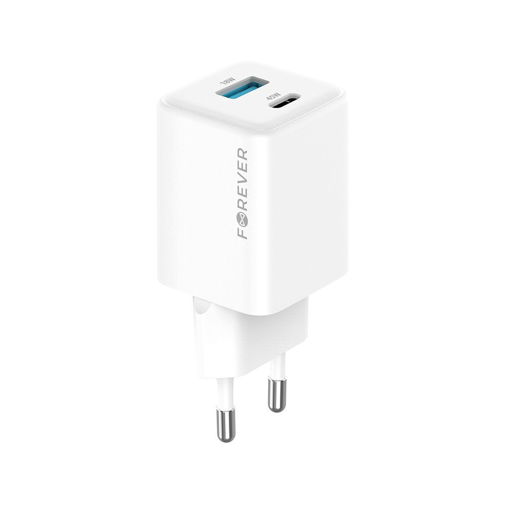 Forever TC-08-45AC GaN PD QC charger 1x USB-C 1x USB 45W white