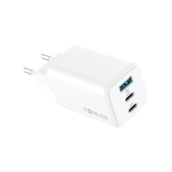 439686_oryg Forever TC-08-65ACC GaN PD QC charger 2x USB-C 1x USB 65W white