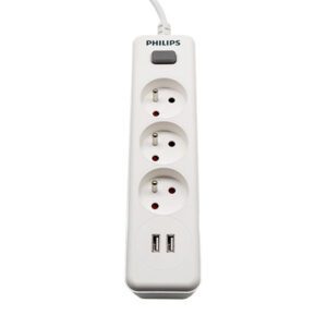 Power strip PHILIPS etension cord 3 sockets + 2 USB 2m 10A white