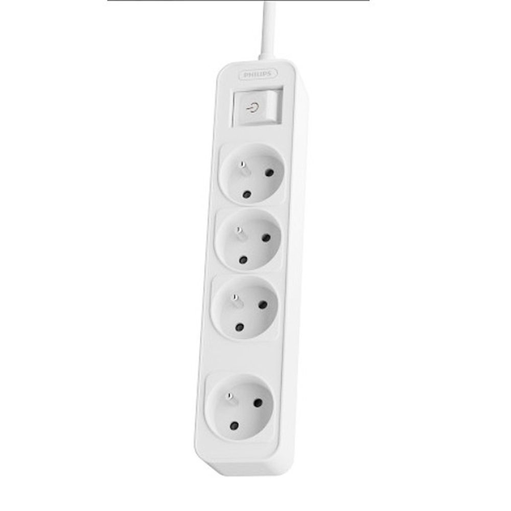 Power strip PHILIPS extension cord 4 sockets 1.5m 10A white