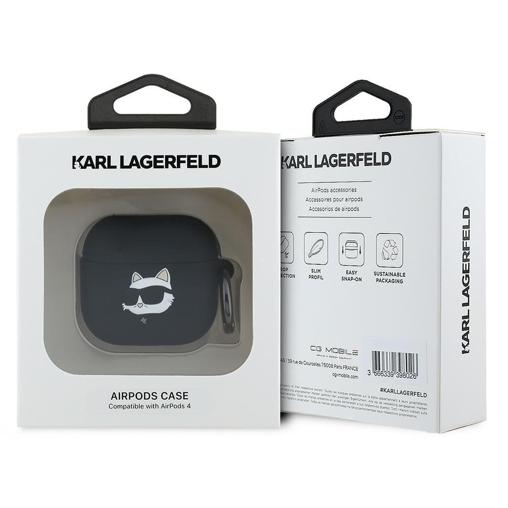 Karl Lagerfeld Cover for AirPods 4 Silicone Choupette Head 3D Black