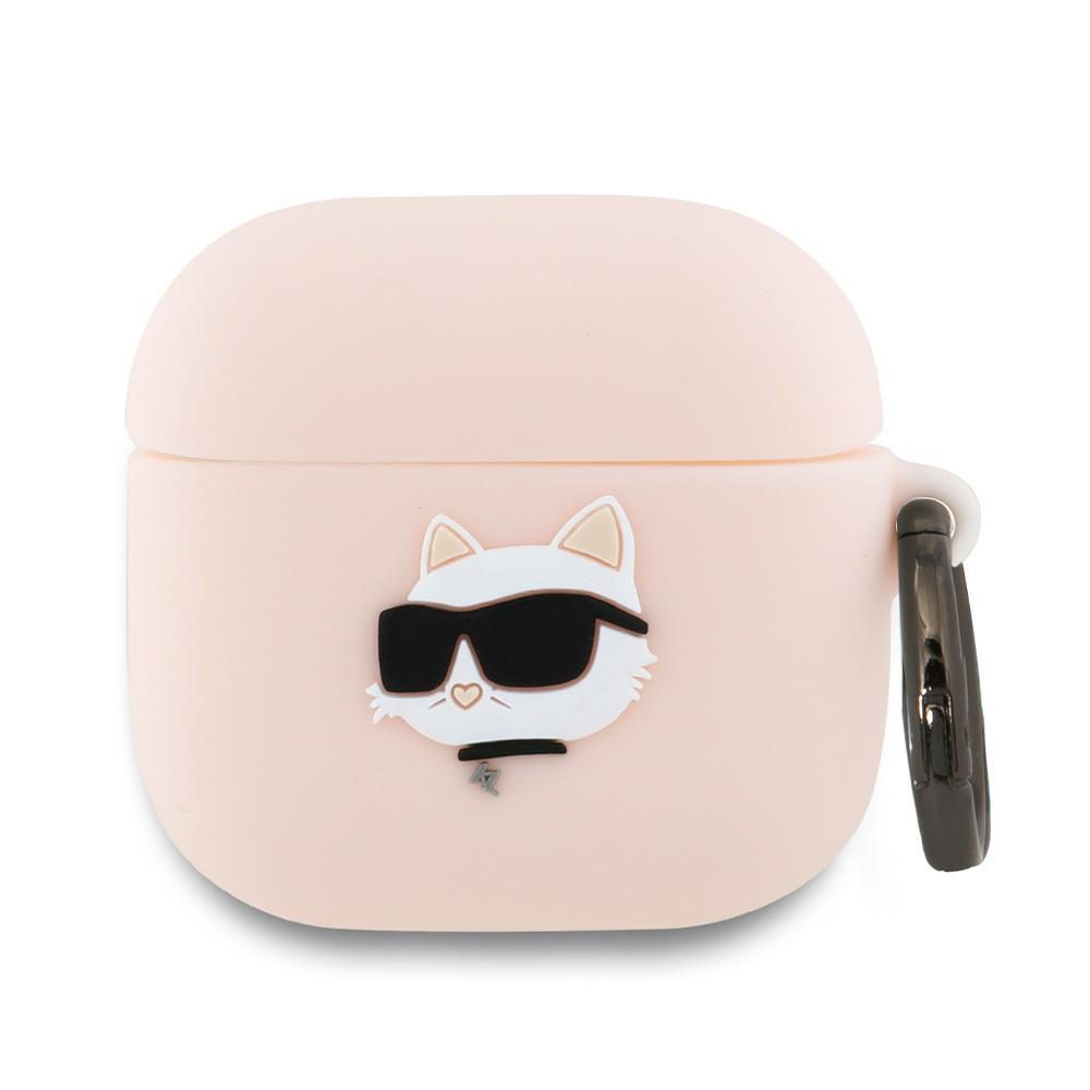 Karl Lagerfeld Cover for AirPods 4 Silicone Choupette Head 3D Pink