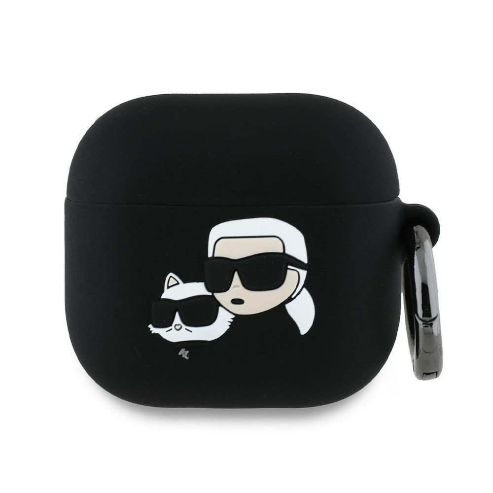 Karl Lagerfeld Cover for AirPods 4 Silicone Karl & Choupette Head 3D Black