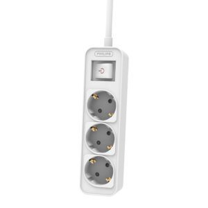 Power strip PHILIPS etension cord 3 Schuko sockets 1.5m 10A white