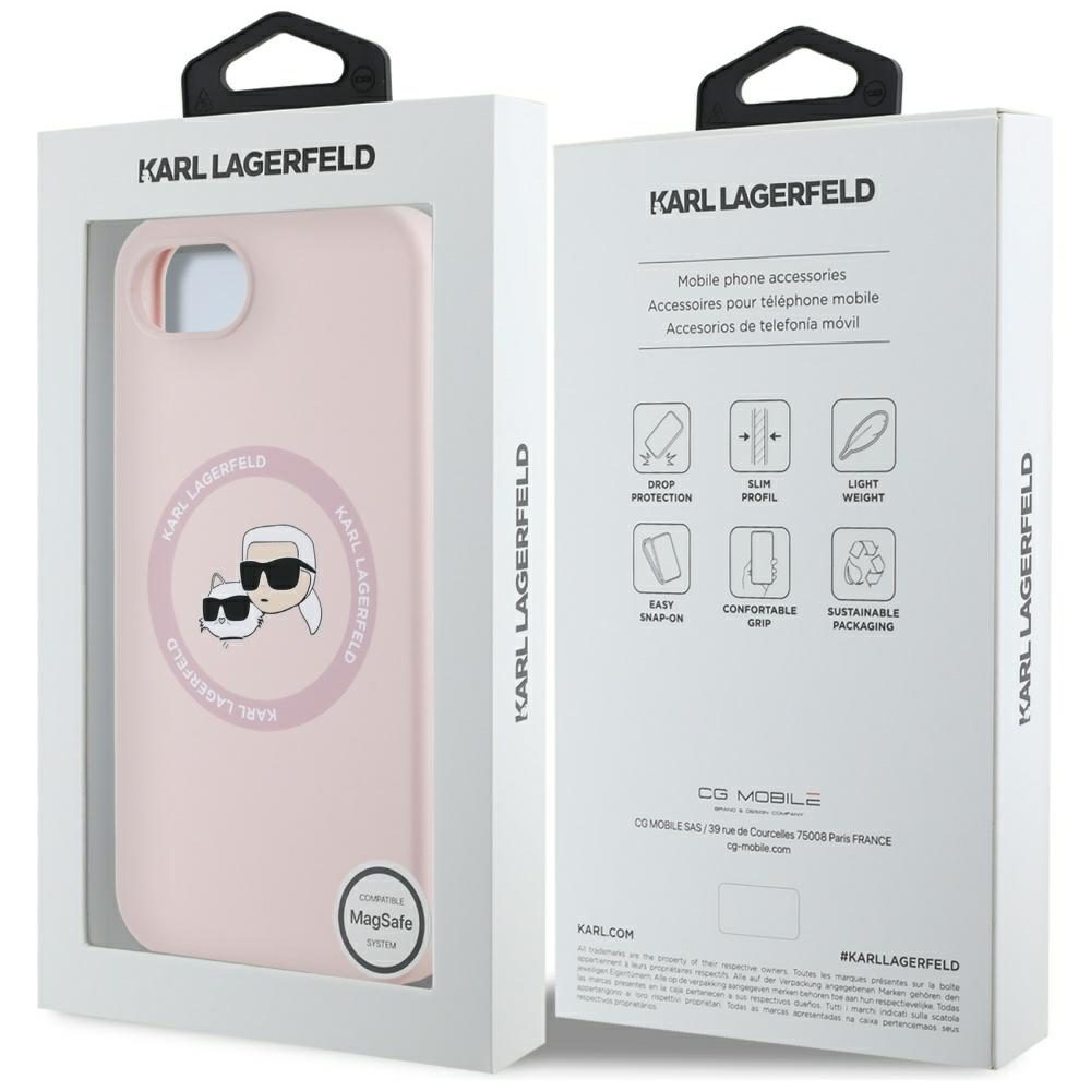 Karl Lagerfeld HC MagSafe Silicone Double Heads case for iPhone 16e Pink