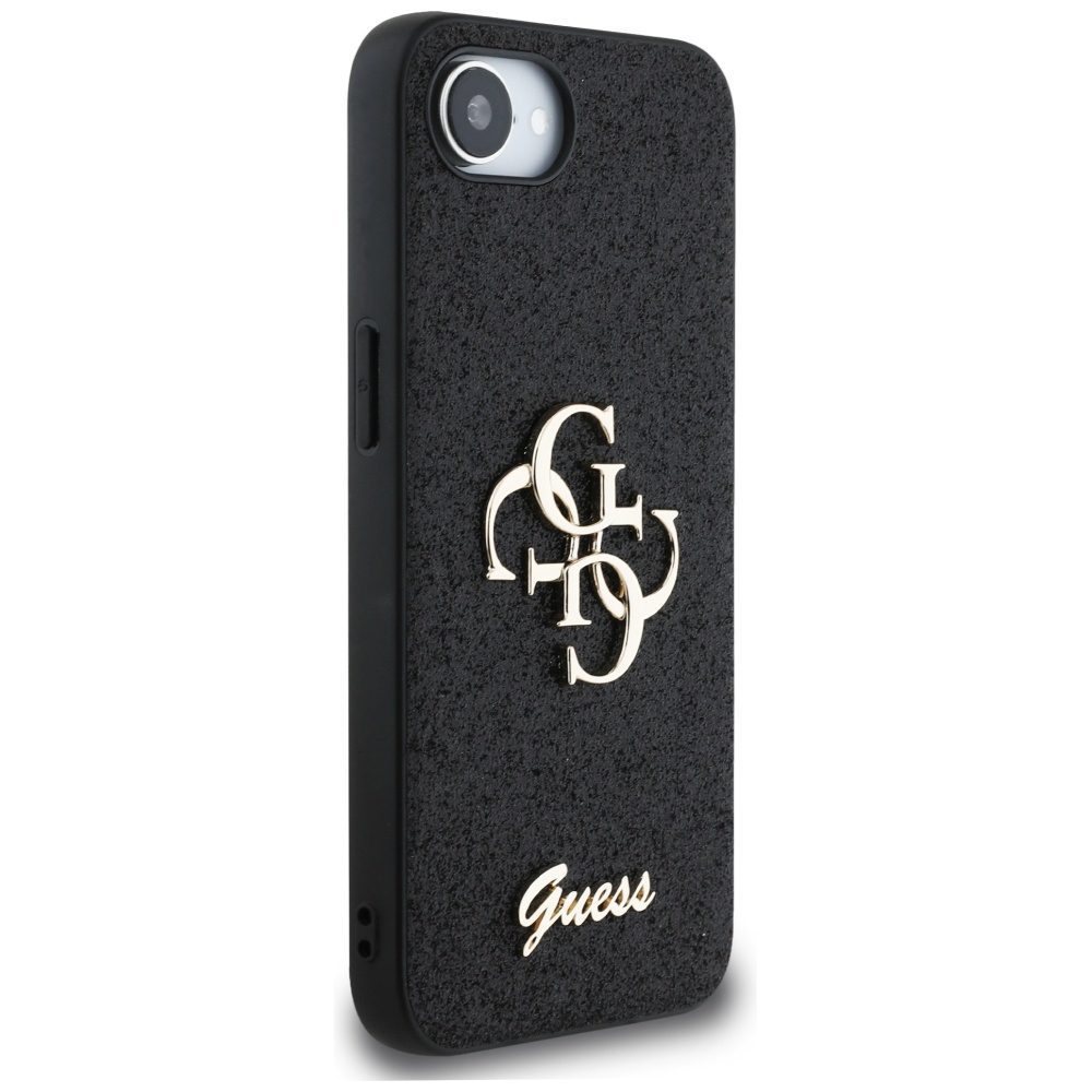 445006_oryg Guess HC Fixed Glitter Big 4G Case for iPhone 16e Black