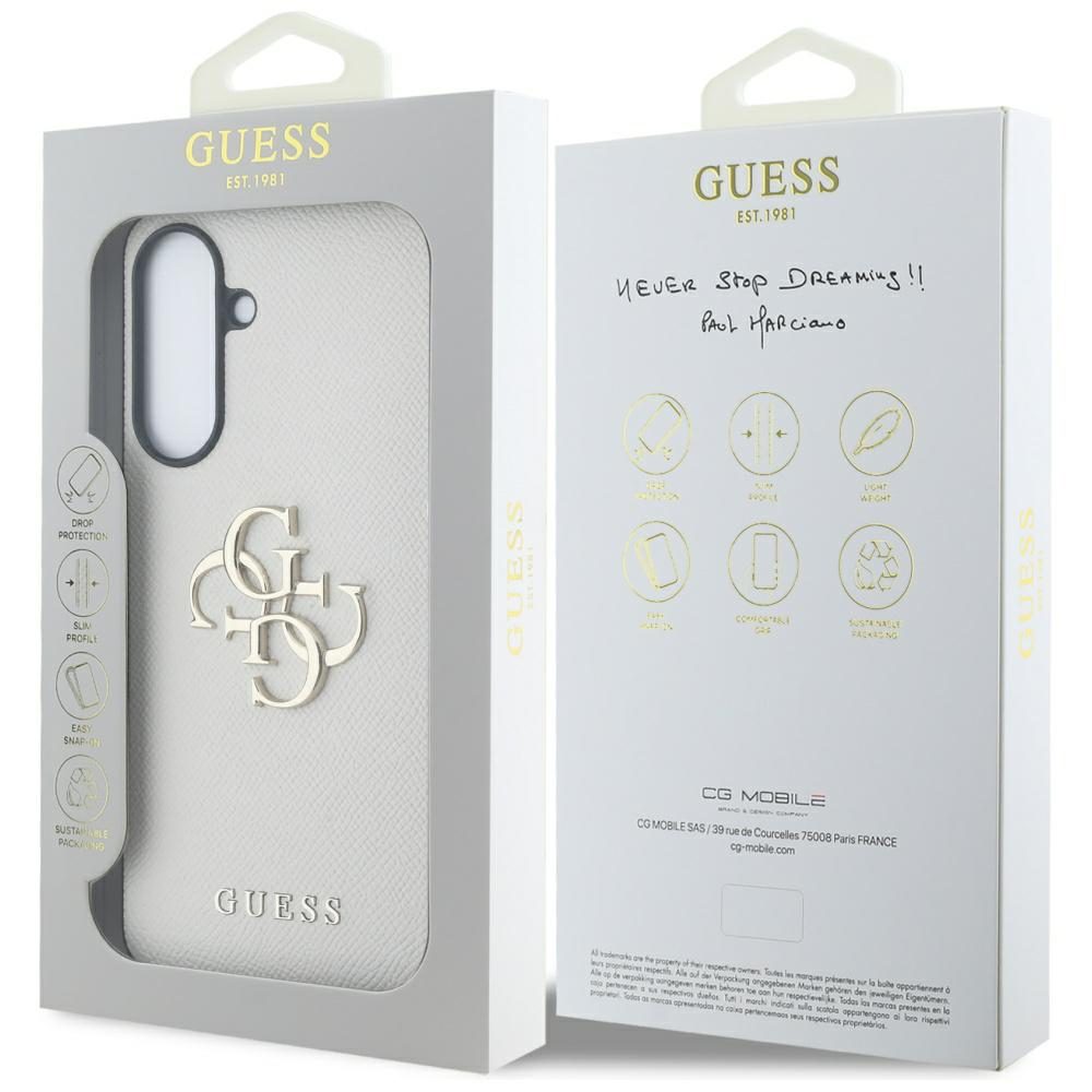 Guess HC PU Grained Big 4G and Classic Logo case for Samsung Galaxy A56 Beige