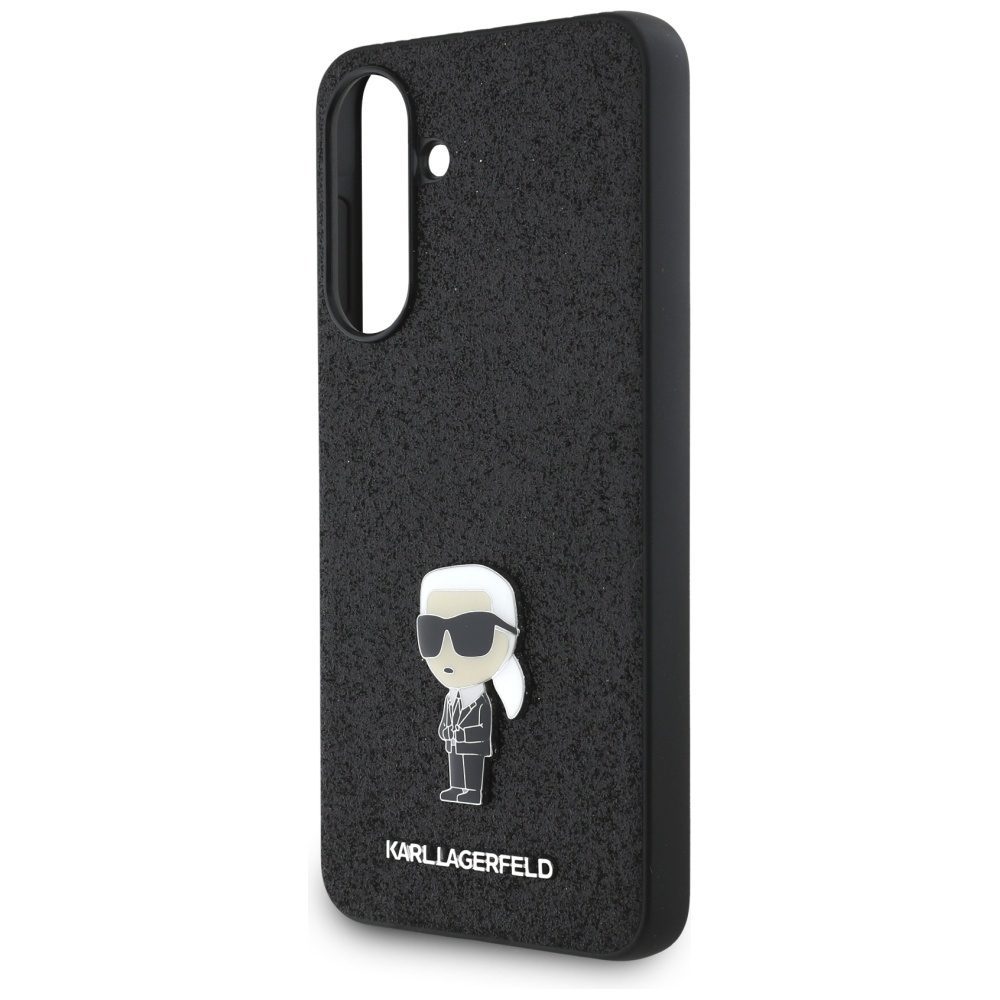 Karl Lagerfeld HC Ikonik Fixed Glitter Ikonik Logo Metal Pin case for Samsung Galaxy A36 Black