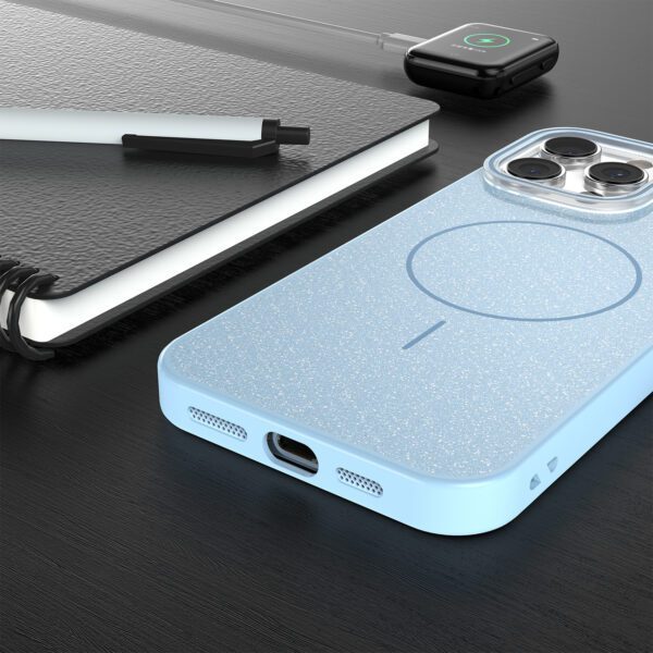 445381_oryg Glitter Thin Mag case for iPhone 16e blue