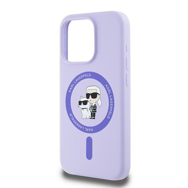 Karl Lagerfeld HC MagSafe Silicone KC Body Ring case for iPhone 15 Pro Purple