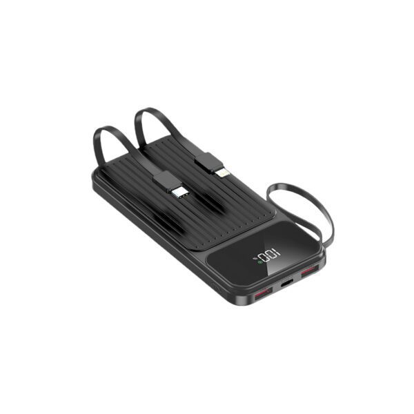 Maxlife power bank with built-in cables MXPB-06 PD QC 22,5W 10000 mAh black