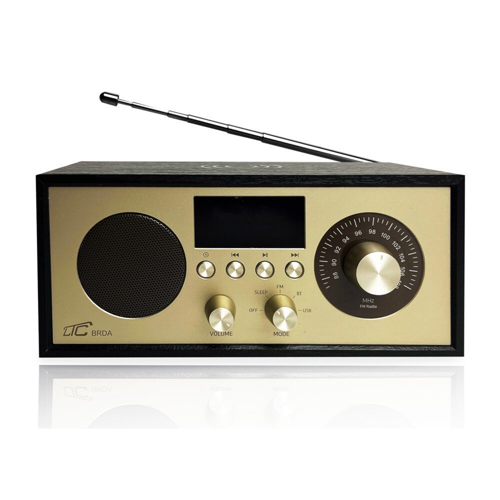 LTC portable radio BRDA, Bluetooth, FM, USB, 2200mAh, 10W wireless charging, black-gold