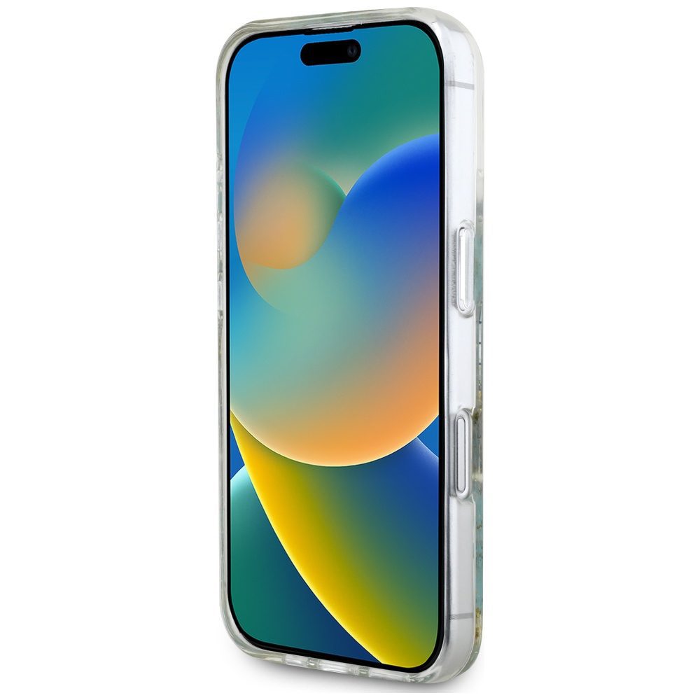 Guess HC MagSafe Resin Flowers and Glitter case for iPhone 16 Turquoise