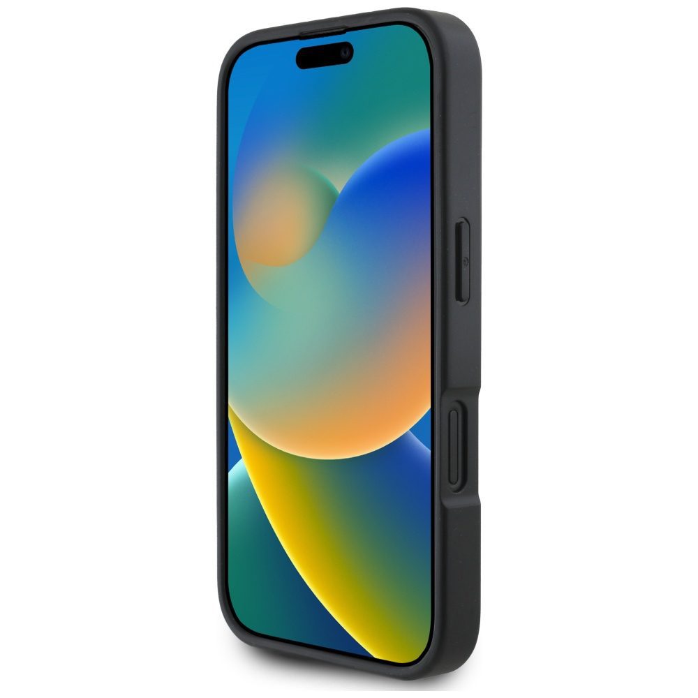 Karl Lagerfeld HC Grained PU CardSlot Metal Elong case for iPhone 16 Black