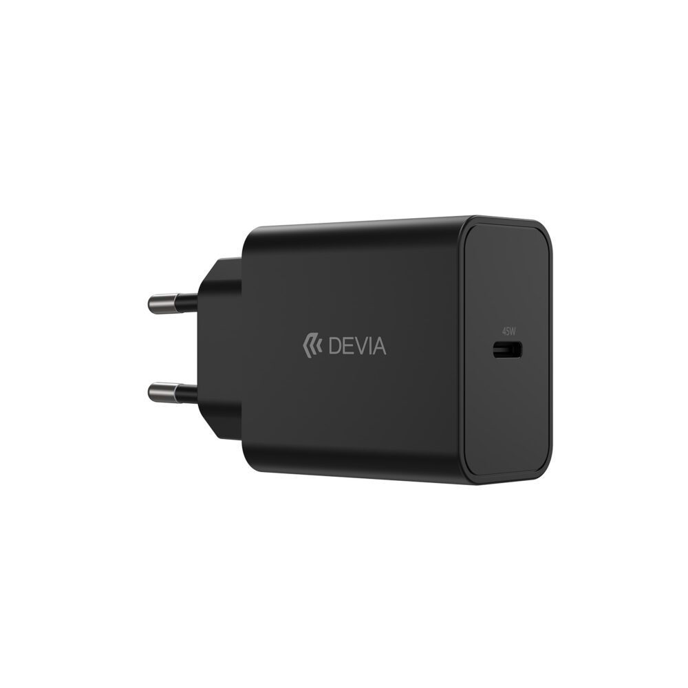 Devia wall charger Rocket PD 45W 1x USB-C black+ cable USB-C - USB-C