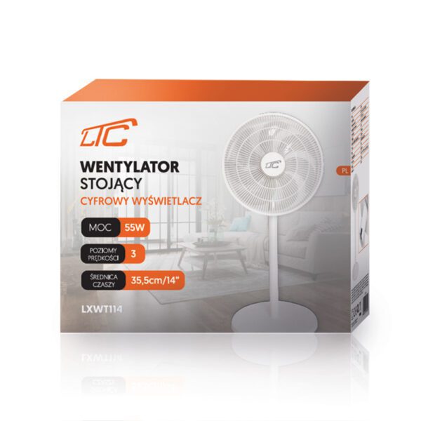 455413_oryg Standing Fan WT114 55W 14" digital display, remote, white