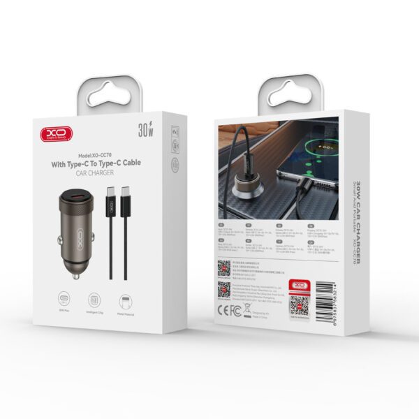 456853_oryg XO car charger CC70 PD 30W 1x USB-C black