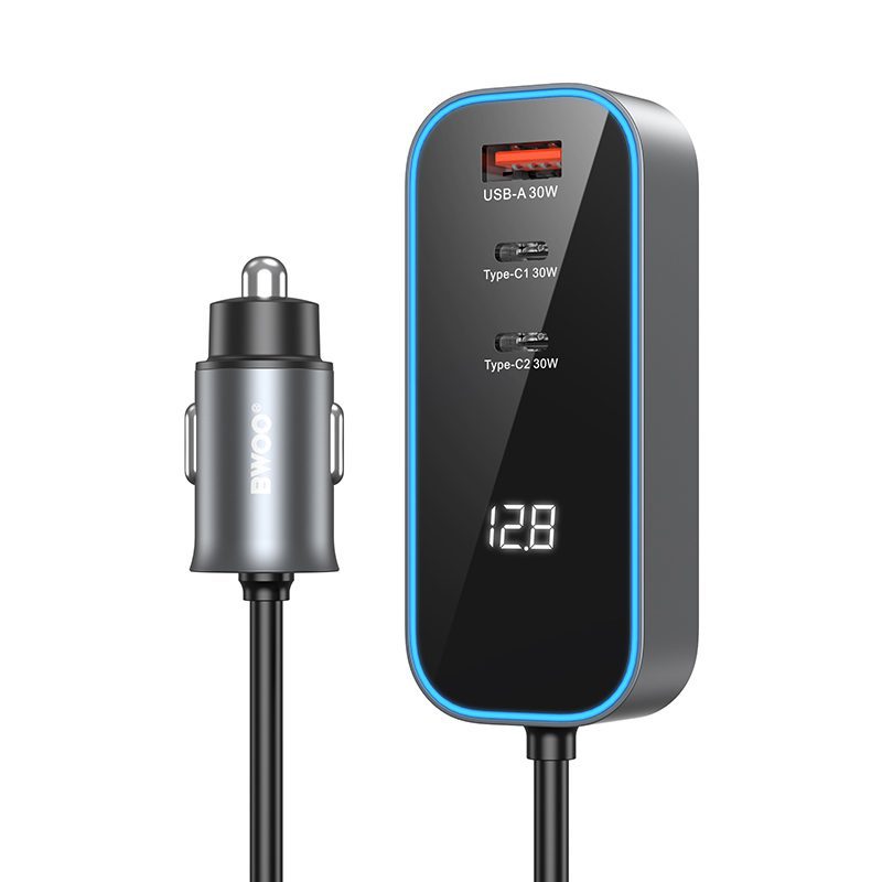 BWOO CC107 PD car charger 1x USB-C - USB-A port 30W black
